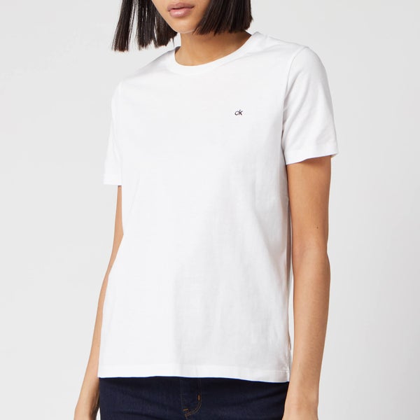 Calvin Klein Women's Small Logo Embroidered T-Shirt - White