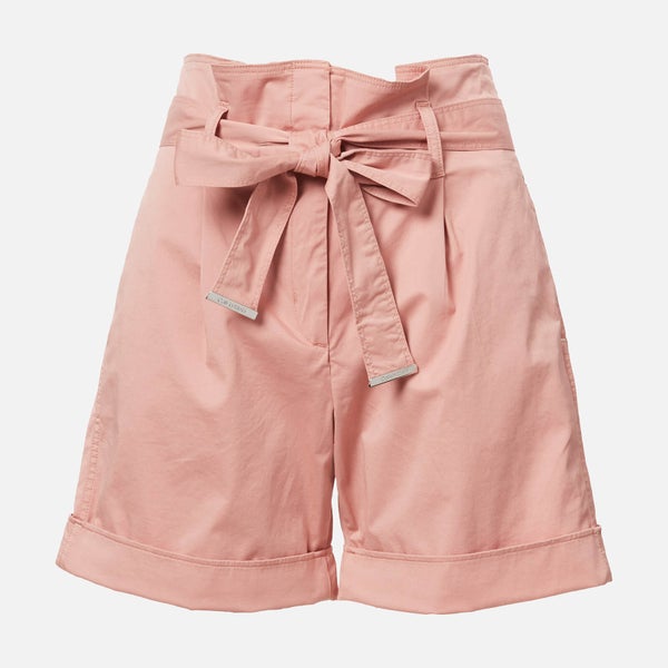 Calvin Klein Women's Cotton Paper Bag Waisted Shorts - Pink