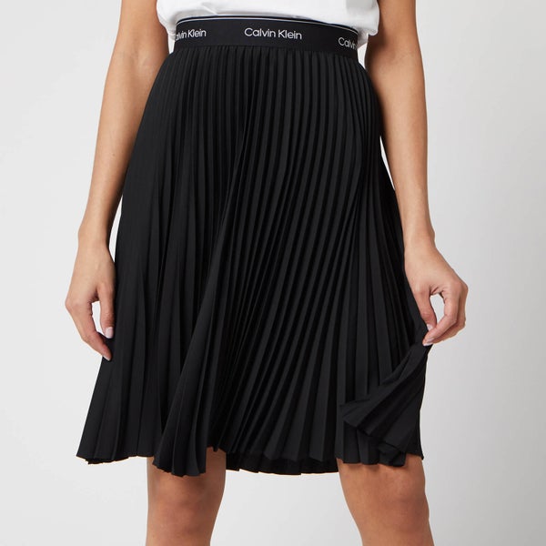 Calvin Klein Women's Sunray Pleat Midi Elastic Skirt - Black
