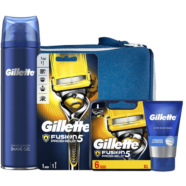 Gillette Fusion5 ProShield Kit with Washbag - 6 Blades