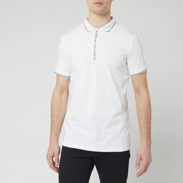 Armani Exchange Men's Placket Detail Polo Shirt - White