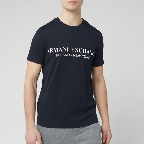 Armani Exchange Men's Large Text Logo T-Shirt - Navy