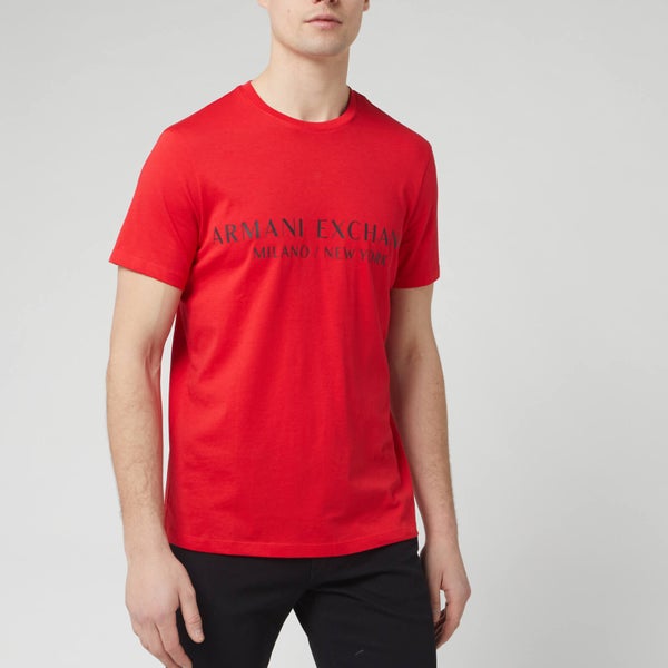Armani Exchange Men's Large Text Logo T-Shirt - Red