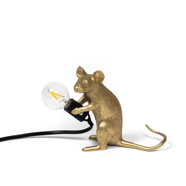 Seletti Sitting Mouse Lamp - Gold