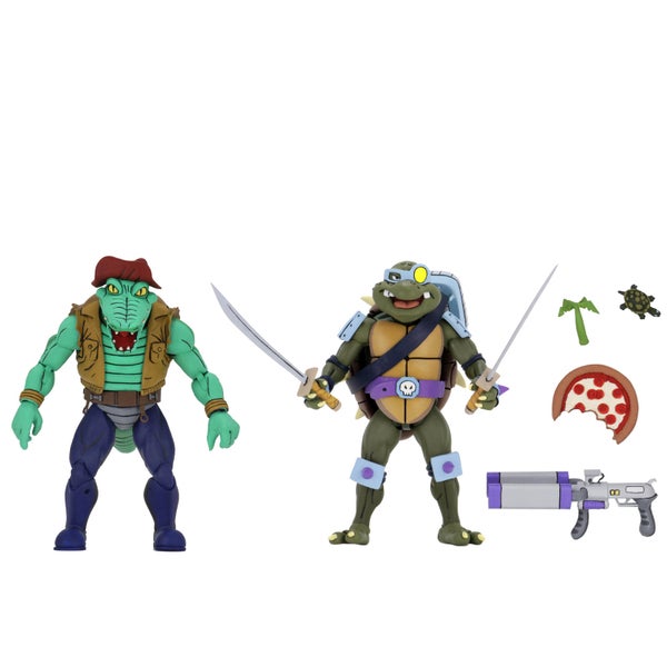 NECA Teenage Mutant Ninja Turtles Cartoon Series Leather Head and Slash 2 Pack