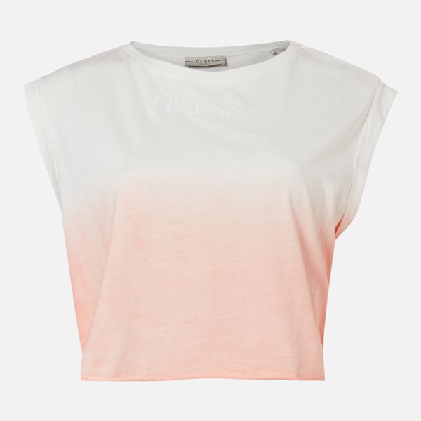 Guess Women's Sleeveless CN Sunrise T-Shirt - Dip Dye White