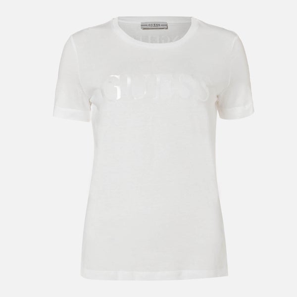 Guess Women's Short Sleeve RN Satinette T-Shirt - True White