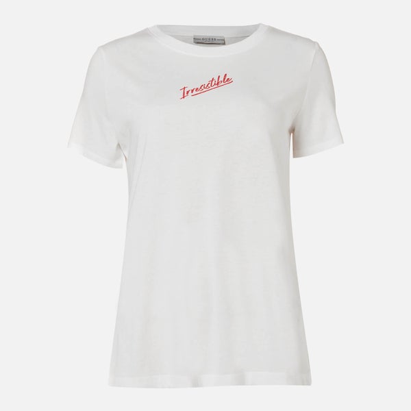 Guess Women's Short Sleeve CN Irresistible T-Shirt - True White