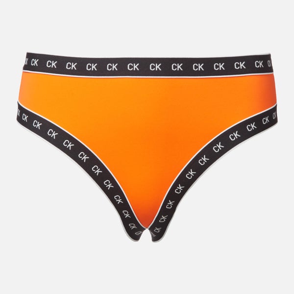 Calvin Klein Women's High Leg Cheeky Bikini Bottom - Vermillion Orange