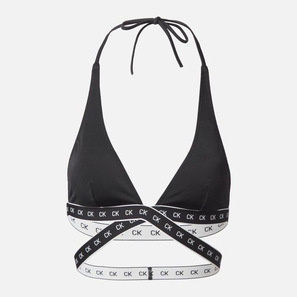 Calvin Klein Women's High Apex Triangle Bikini Top - Black