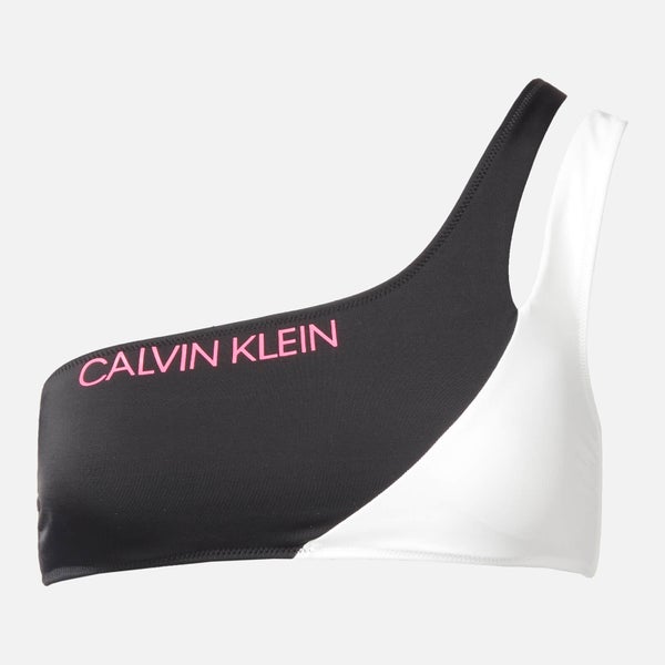 Calvin Klein Women's One Shoulder Bandeau Bikini Top - Black