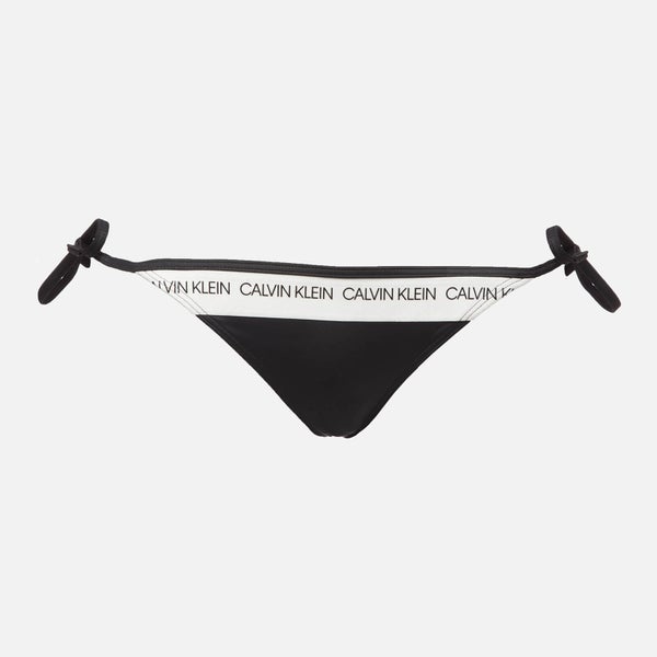 Calvin Klein Women's String Side Tie Bikini Bottom - Black