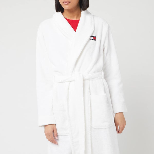 Tommy Hilfiger Women's Towelling Robe Signature - Classic White