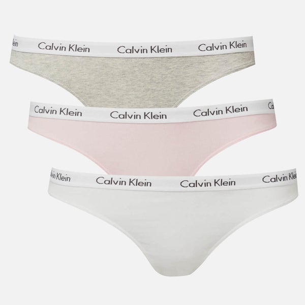 Calvin Klein Women's 3 Pack Thong - Bubble Gum/White/Grey Heather