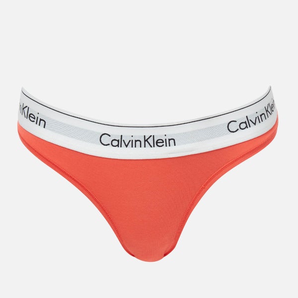 Calvin Klein Women's Logo Waistband Thong - Grapefruit