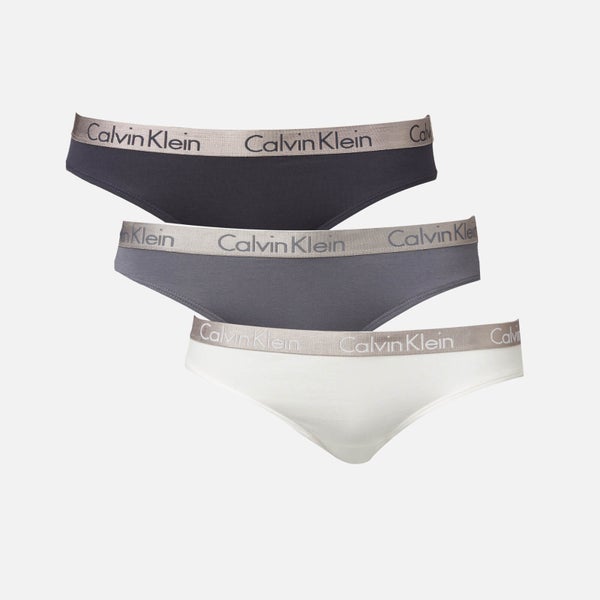 Calvin Klein Women's Bikini Brief 3 Pack - Chrome/Shoreline/White