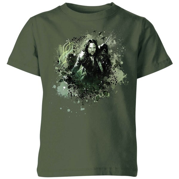 The Lord Of The Rings Aragorn Colour Splash Kids' T-Shirt - Forest Green