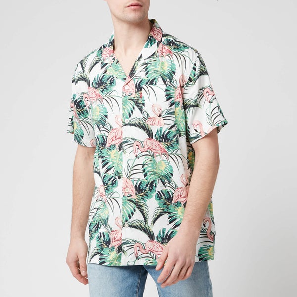 Levi's Men's Cubano Shirt - Flamingo Leaf Print Cloud Dancer