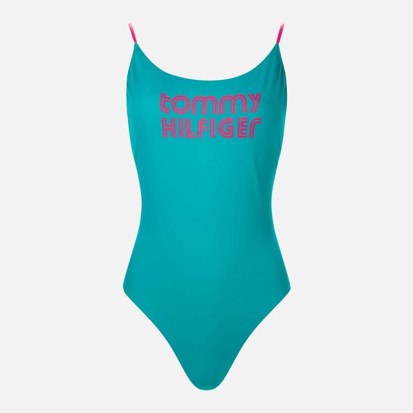 Tommy Hilfiger Women's One Piece High Leg Swimsuit - Calypso Green