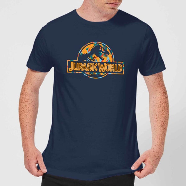 Jurassic Park Logo Tropical Men's T-Shirt - Navy