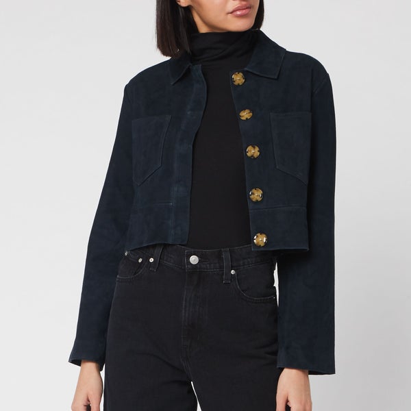 Whistles Women's Selena Cropped Suede Jacket - Navy