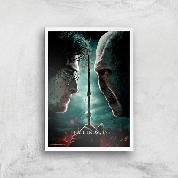 Harry Potter and the Deathly Hallows Part 2 Giclee Art Print - A3 - White Frame
