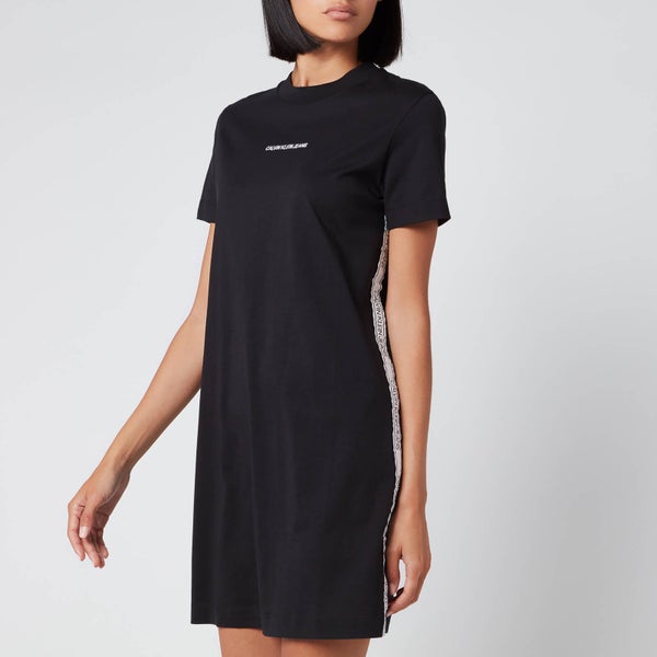 Calvin Klein Jeans Women's T-Shirt Dress with Mesh Tape - CK Black