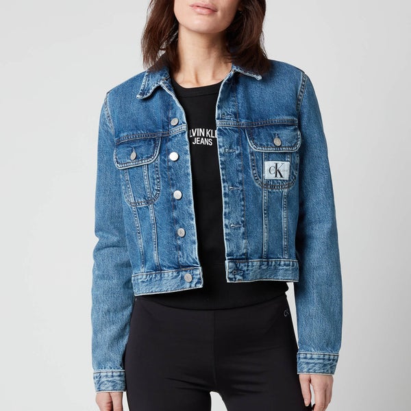 Calvin Klein Jeans Women's 90S Crop Trucker Jacket - Icon Mid Blue