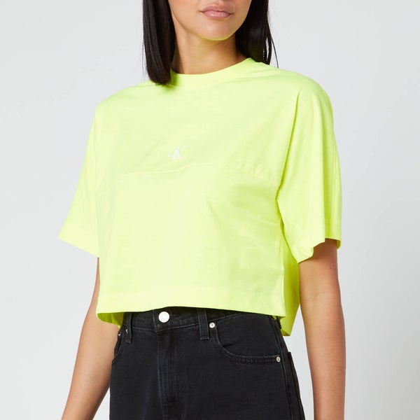 Calvin Klein Jeans Women's Puff Print Back Logo T-Shirt - Safety Yellow