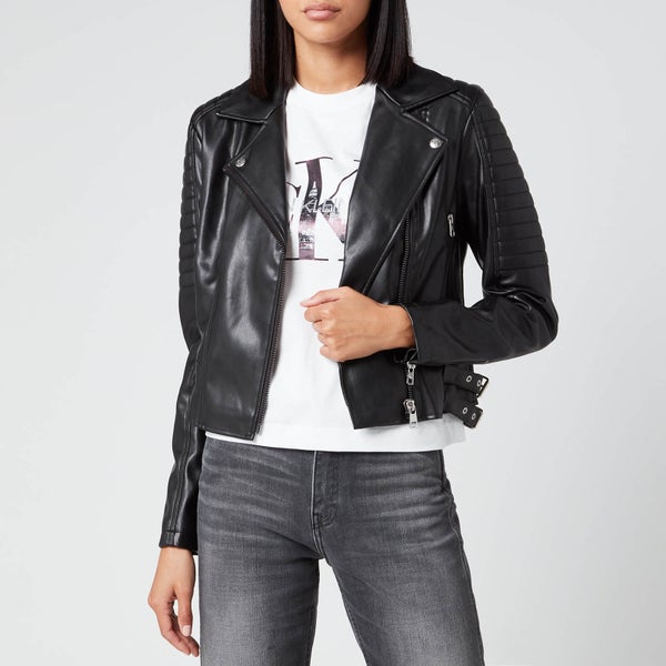 Calvin Klein Jeans Women's Faux Leather Biker Jacket - CK Black