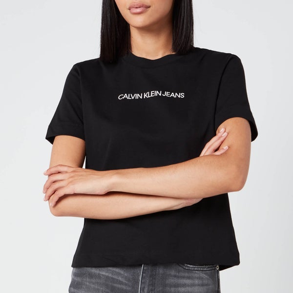 Calvin Klein Jeans Women's Shrunken Institutional T-Shirt - CK Black
