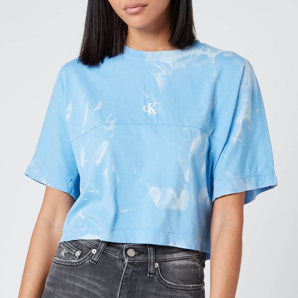 Calvin Klein Jeans Women's Lava Dye Cropped T-Shirt - Powdery Blue