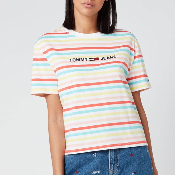 Tommy Jeans Women's Summer Stripe Logo T-Shirt - Frozen Lemon/Multi