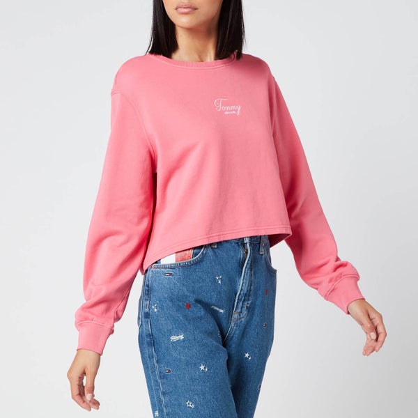 Tommy Jeans Women's Washed Logo Crew Neck Sweatshirt - Glamour Pink
