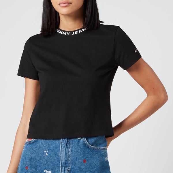 Tommy Jeans Women's Branded Neck T-Shirt - Black