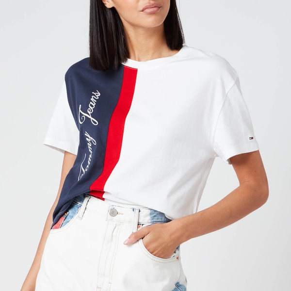 Tommy Jeans Women's Colourblock Logo T-Shirt - Deep Crimson/White