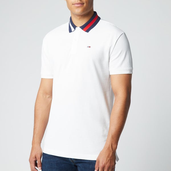 Tommy Jeans Men's Flag Neck Polo Shirt - White