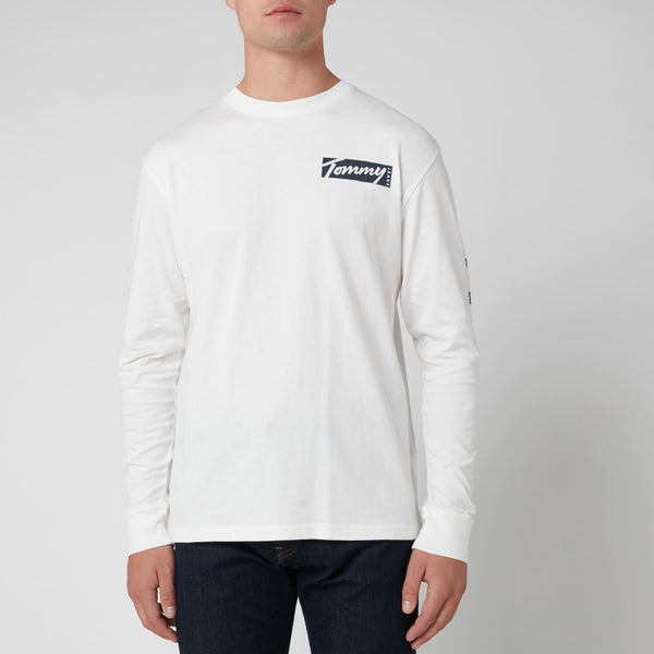 Tommy Jeans Men's Longsleeve Script Box T-Shirt - White