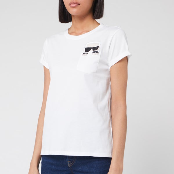 Karl Lagerfeld Women's Ikonik Karl Pocket T-Shirt - White