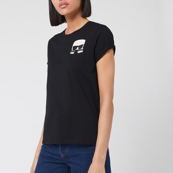 Karl Lagerfeld Women's Ikonik Karl Pocket T-Shirt - Black
