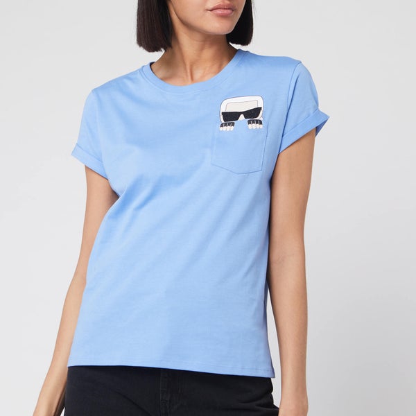 Karl Lagerfeld Women's Ikonik Karl Pocket T-Shirt - Light Blue