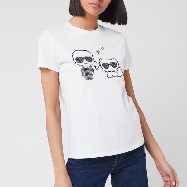 Karl Lagerfeld Women's Karl Pixel Choupette T-Shirt - White