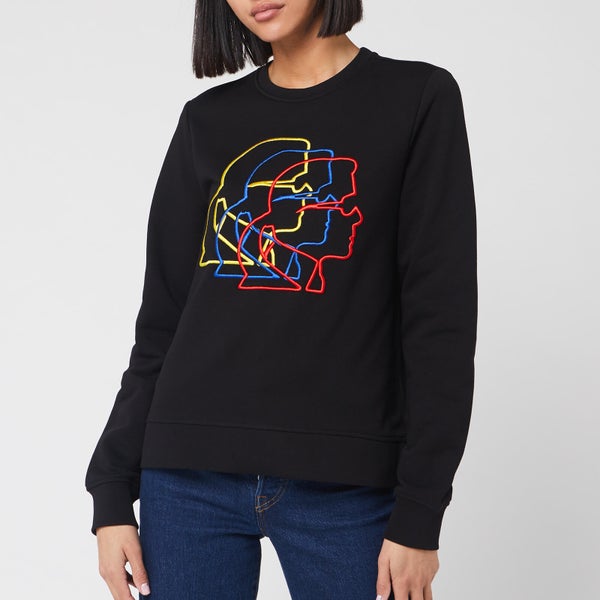 Karl Lagerfeld Women's Multicolour 3D Profile Sweatshirt - Black