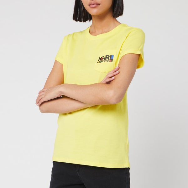 Karl Lagerfeld Women's Bauhaus Logo Pocket T-Shirt - Yellow