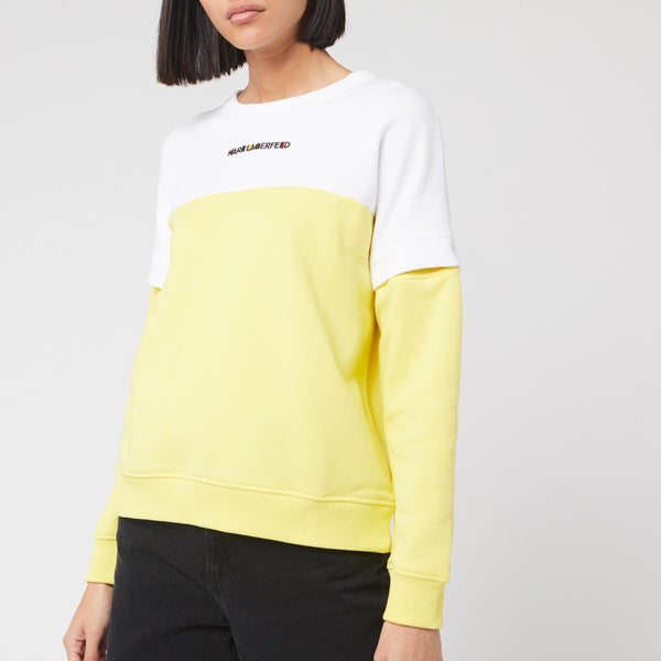 Karl Lagerfeld Women's Colour Block Cutout Sleeve Sweatshirt - Yellow