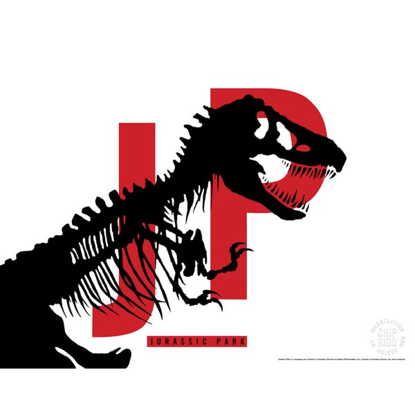 Jurassic Park Original Logo Screenprint with Letterpress by Chip Kidd - White