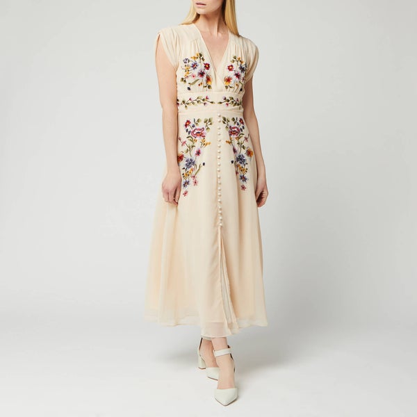 Hope & Ivy Women's Embroided Midi Dress - Cream