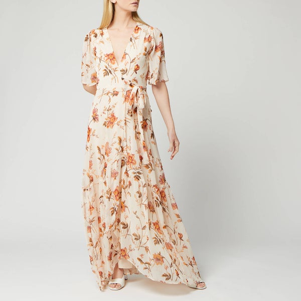 Hope & Ivy Women's Floral Maxi Wrap Dress - Cream