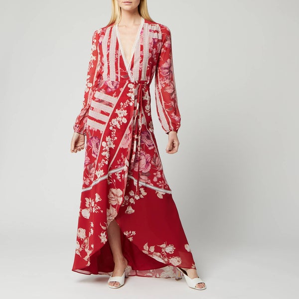 Hope & Ivy Women's Una Long Sleeve Maxi Wrap Dress - Red