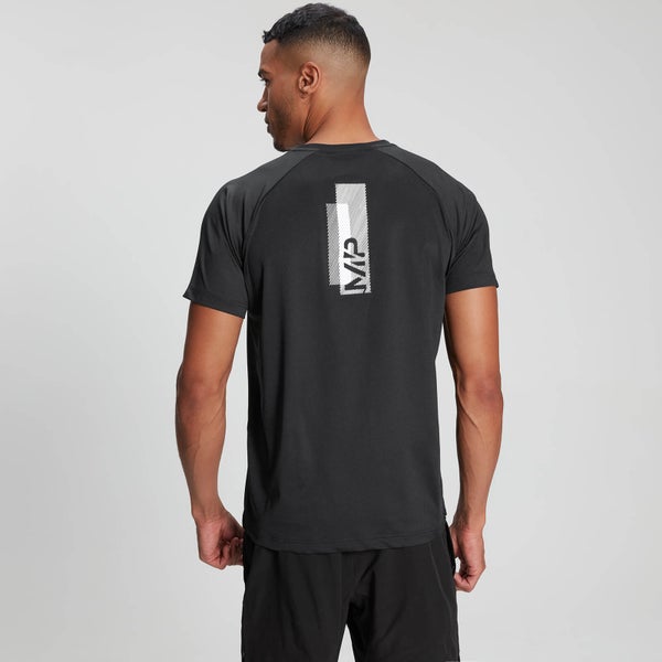 Trænings-T-shirt med tryk og korte ærmer - Til mænd - Sort